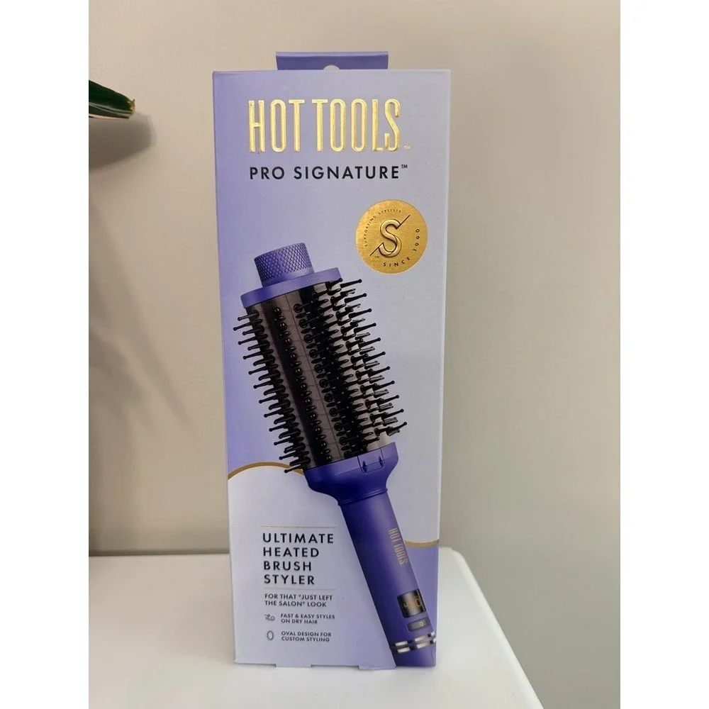 Hot Tools Pro Signature Heated Brush Styler Purple Oval Design NWT